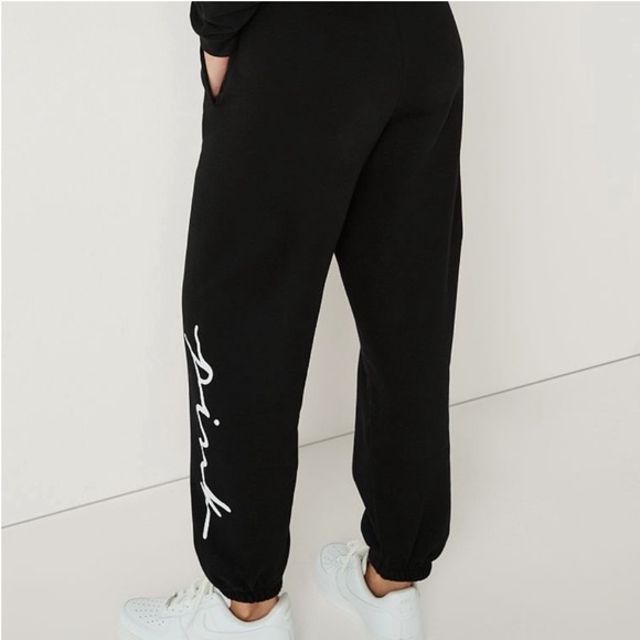 PINK EDL Everyday Lounge Campus pant BLACK block print XS EXTRA SMALL - Picture 9 of 15